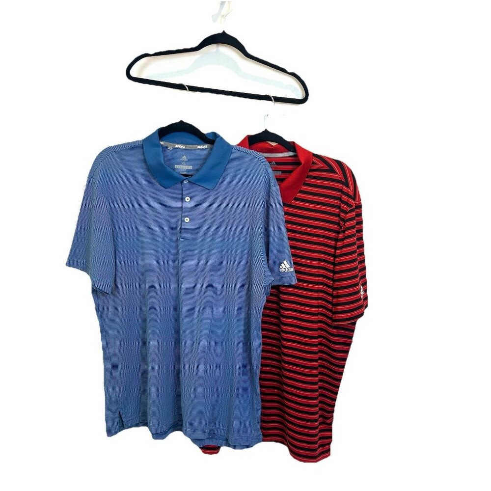 Adidas Golf Men’s XL Striped Athletic Polo Tops Short Sleeved Shirts